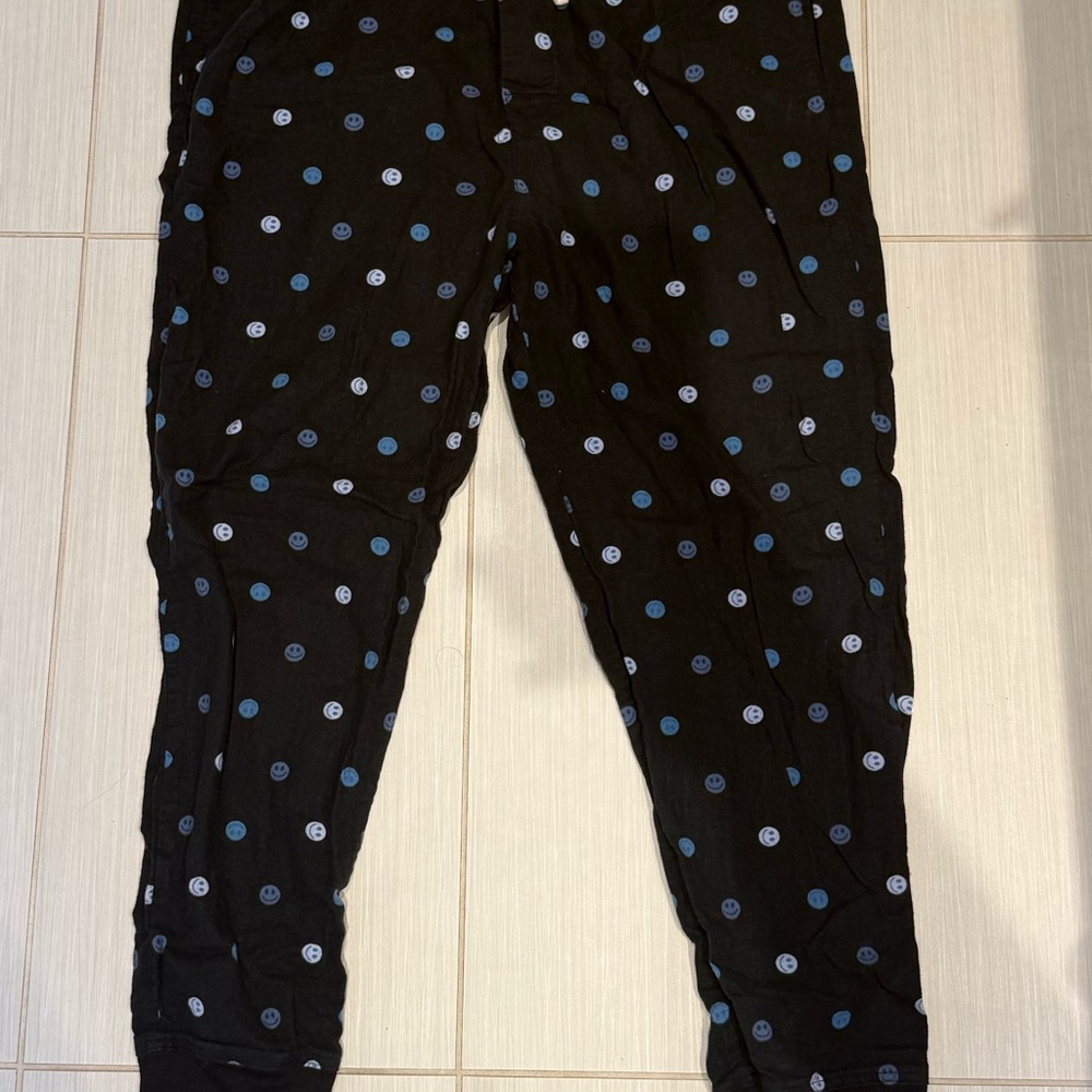 Black and blue pajama pants
